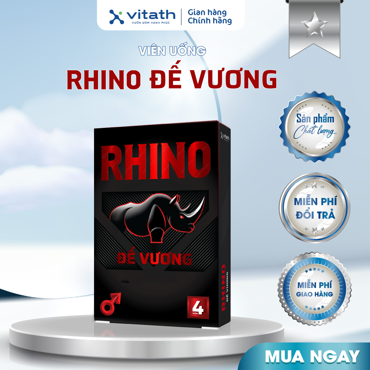 TPBVSK Rhino Đế Vương vỉ 4 viên